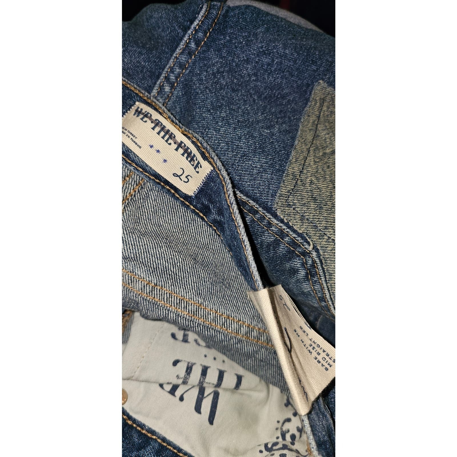 New FREE PEOPLE We The Free Bare With Me Jeans $298 SIZE 25 PATCHWORK DENIM