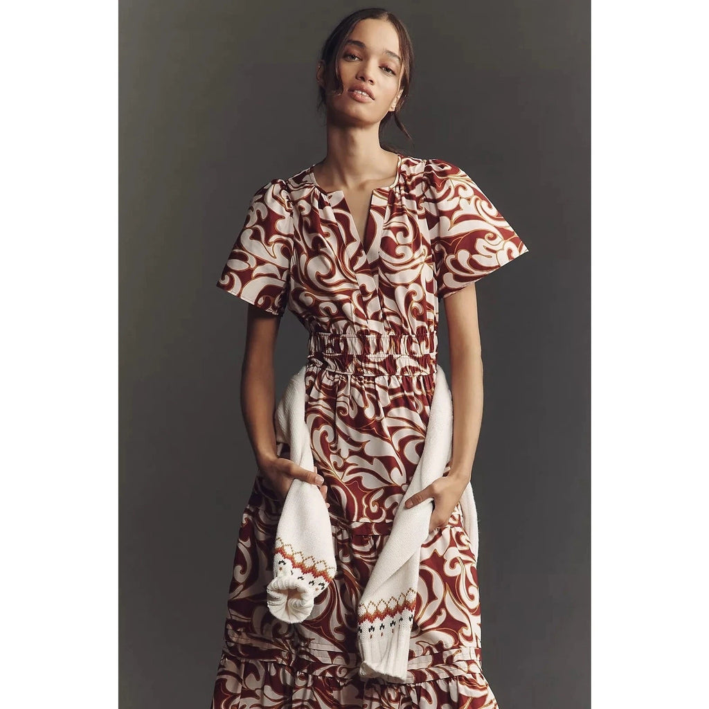 Anthropologie Somerset Maxi Dress SMALL Burgundy Anthropologie