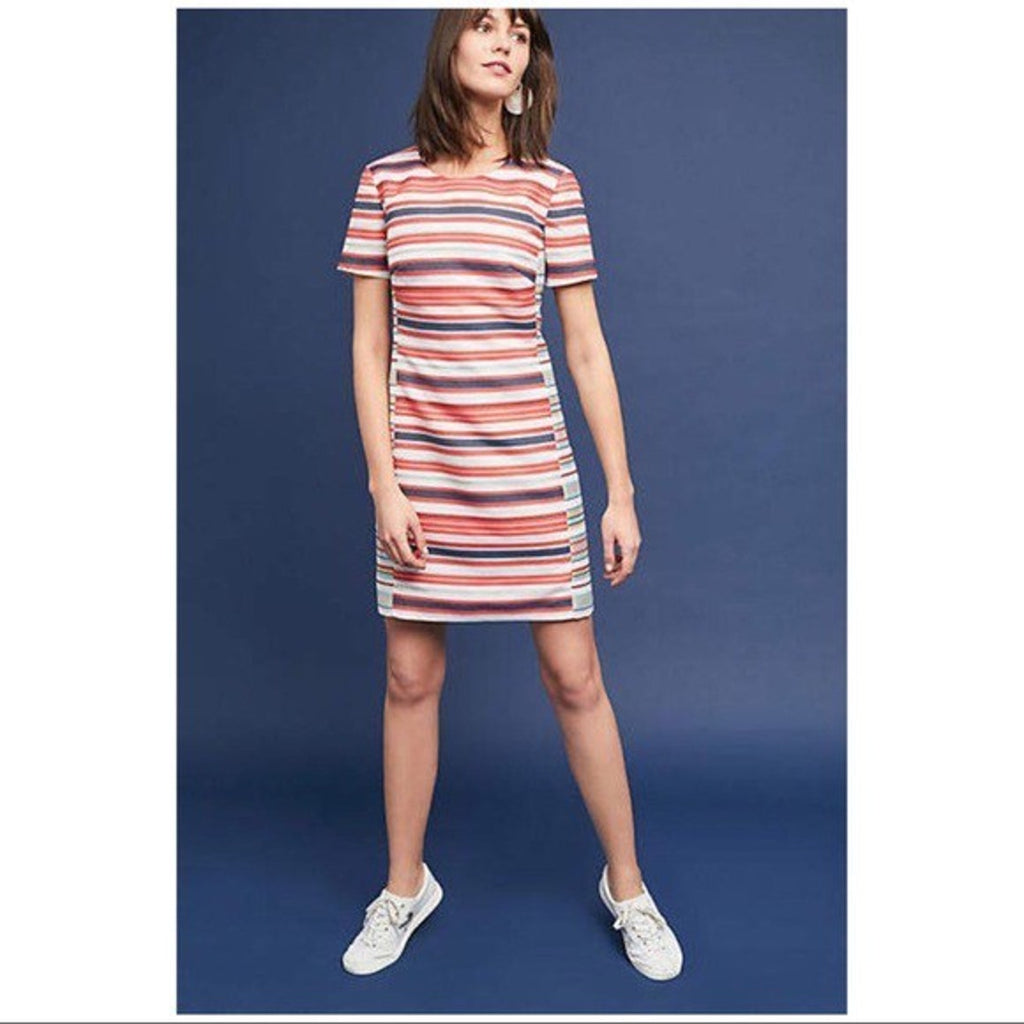 NEW Anthropologie $228 Hutch Brixton Striped Dress Orange Motif Size XS