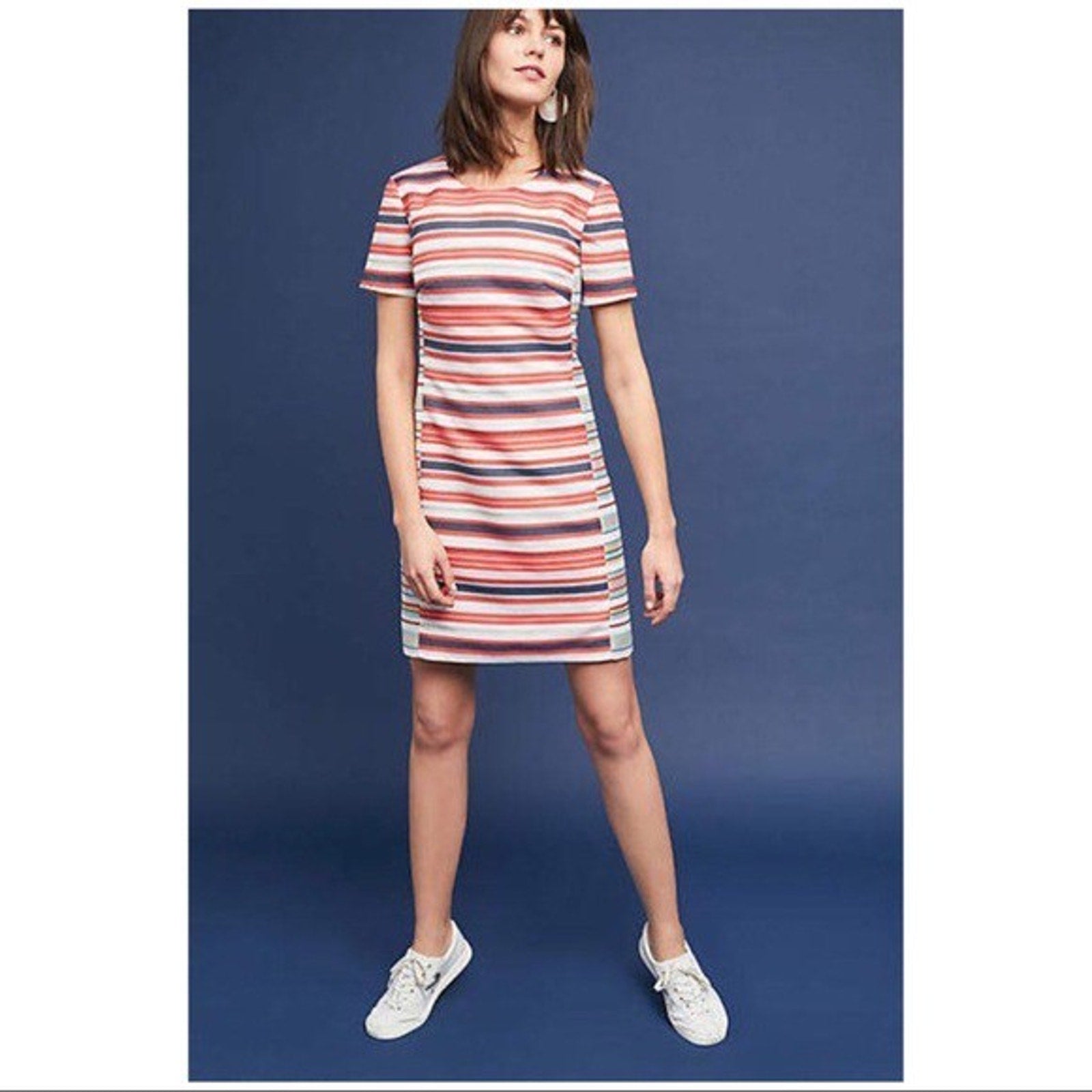 NEW Anthropologie $228 Hutch Brixton Striped Dress Orange Motif Size XS