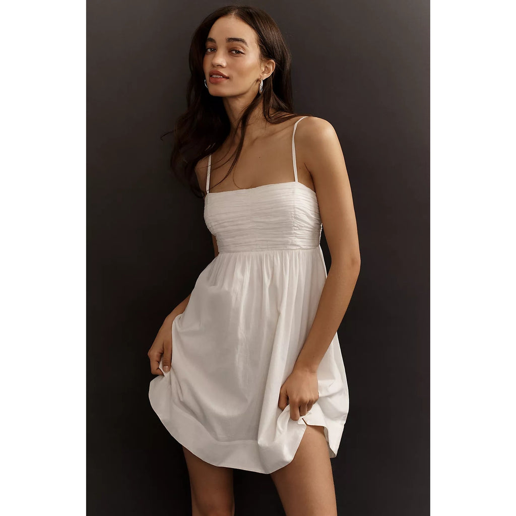 Anthropologie Forever That Girl Airy Babydoll Mini Dress SMALL White Anthropologie