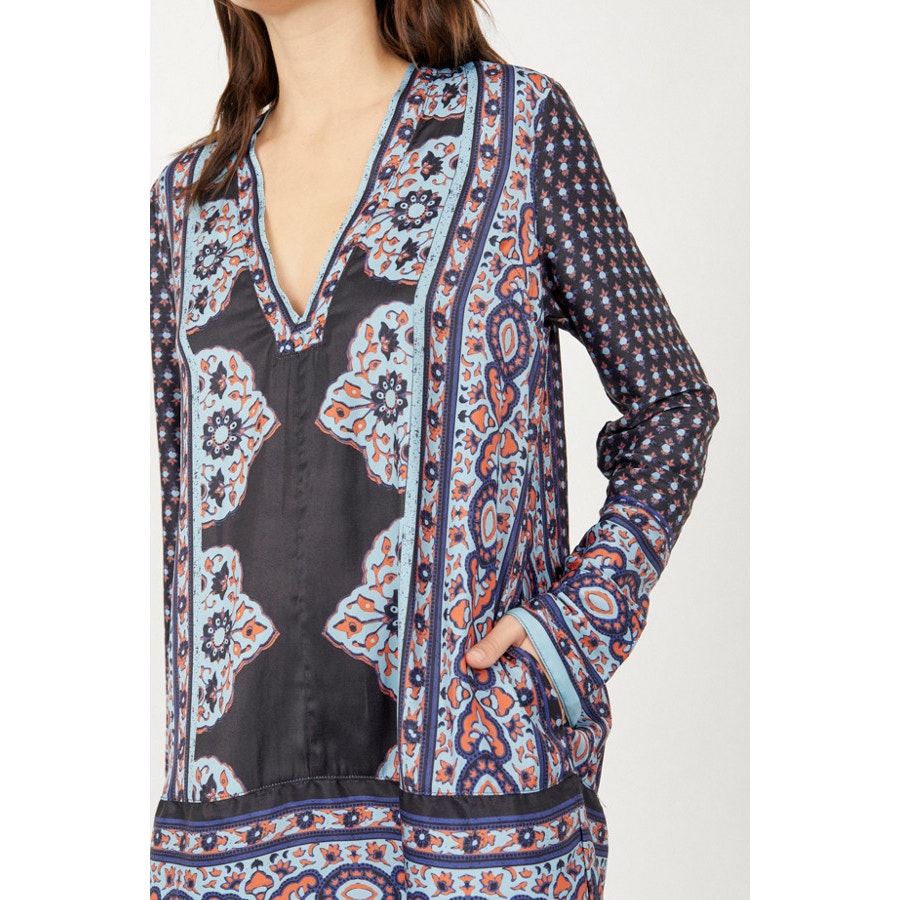 New Free People Meadow Mod Mini Shift Dress $148 MEDIUM Boho Blue