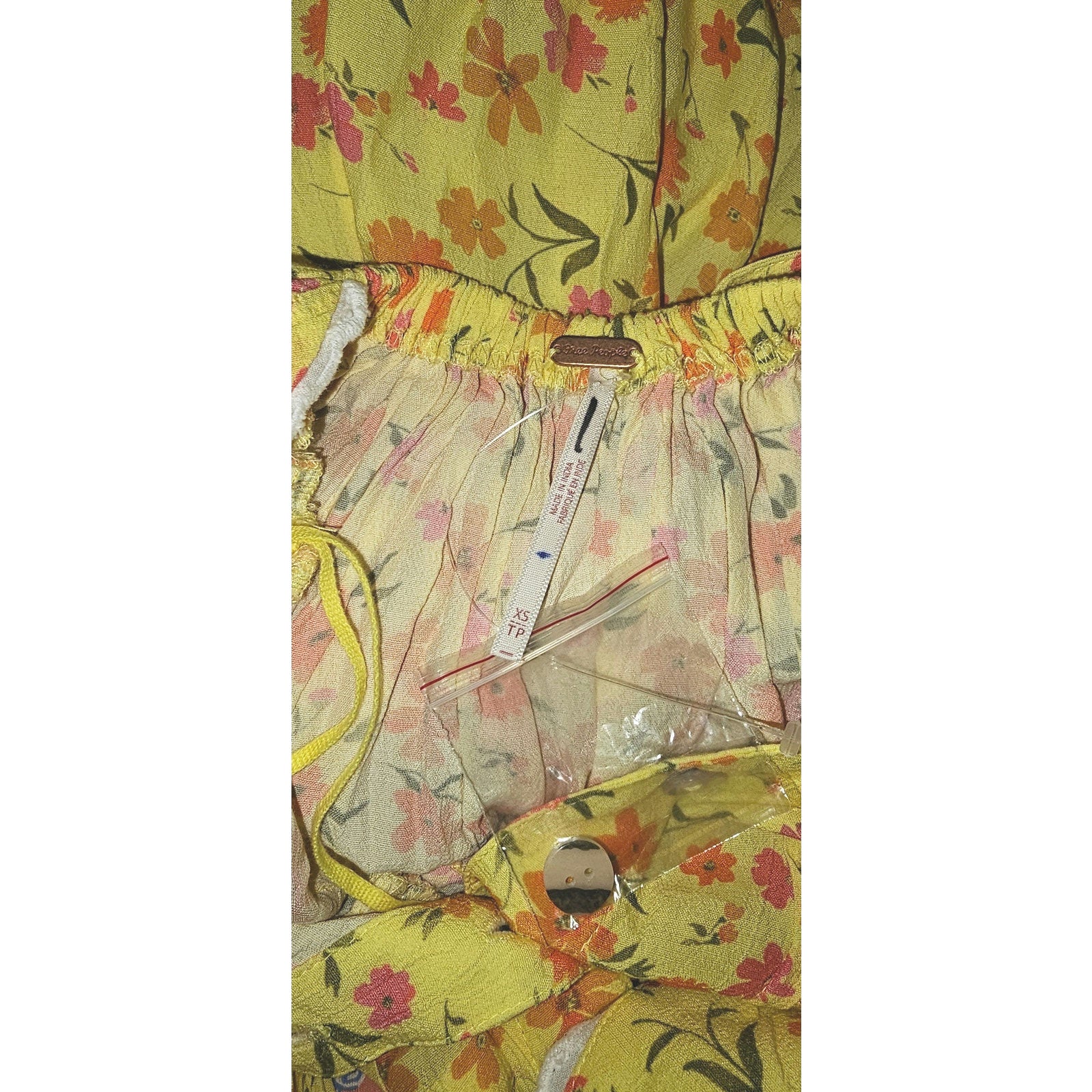 FREE PEOPLE Slice Of Life Halter Midi Dress X-SMALL Yellow Floral Free People