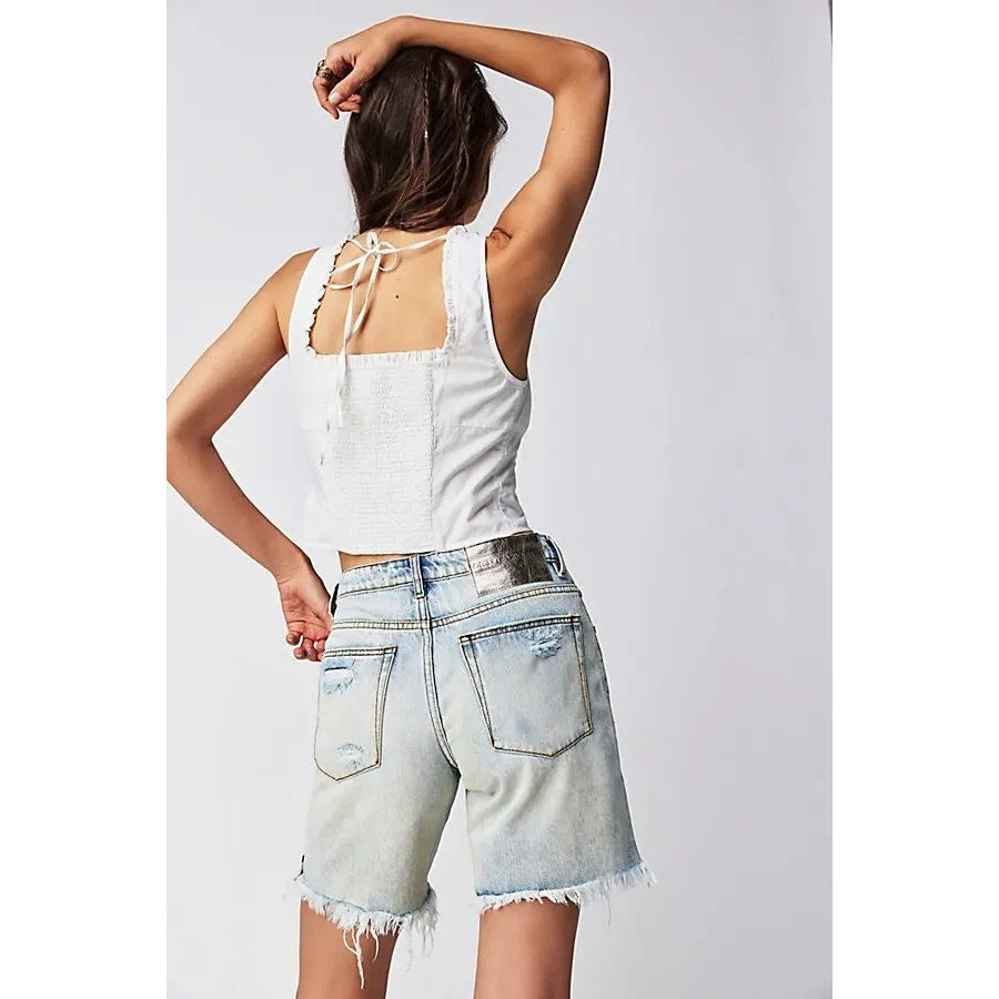New Free People One Teaspoon Jackson Mid-Waist Shorts $108 SIZE 26 Kansas Blue