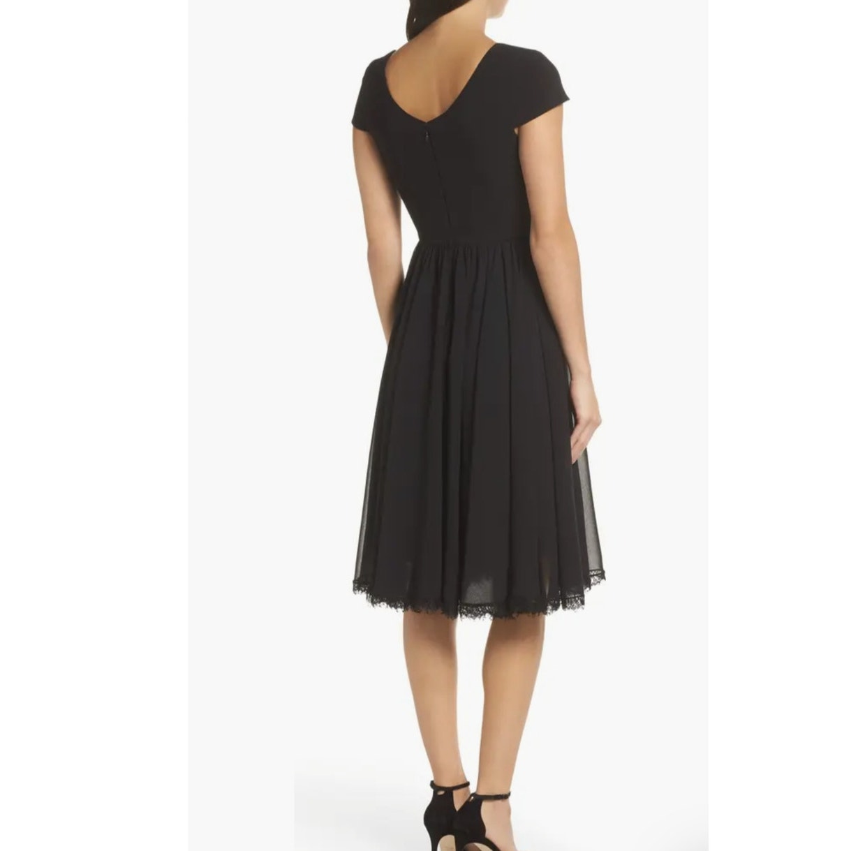 New Dress the Population Corey Dress $198 XS Black LBD Midi Sultry Evening Wear