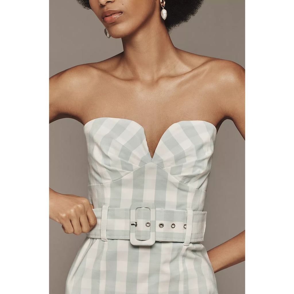 Anthropologie Maeve Strapless Sweetheart Fitted Midi Dress SMALL Mint Anthropologie
