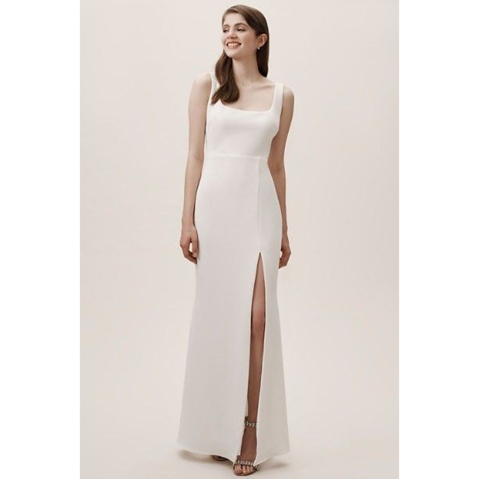 Anthropologie BHLDN Adena Crepe Dress Maxi SIZE 4 Ivory Anthropologie