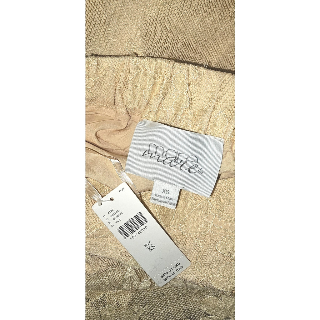 Anthropologie Mare Mare Lace Tiered Midi Skirt $258 X-SMALL Tan BOHO CHIC