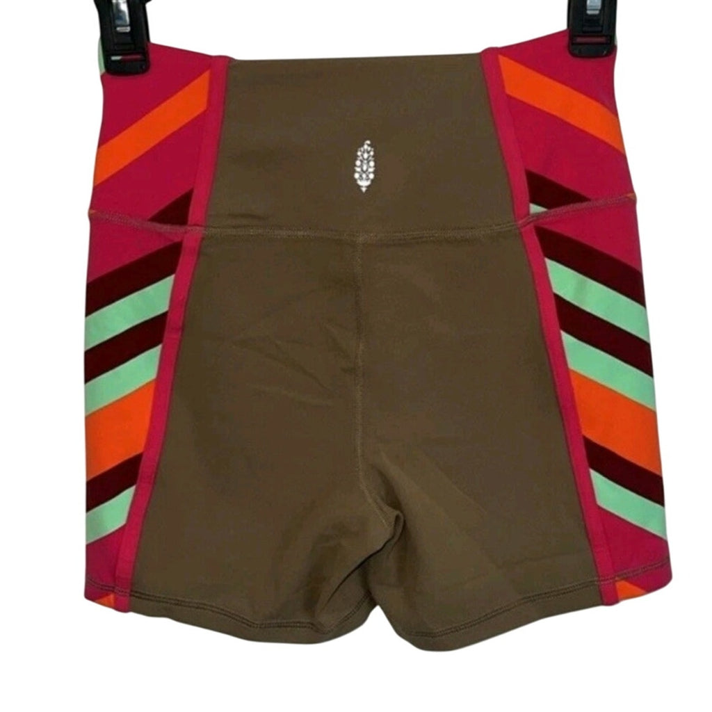 FREE PEOPLE MOVEMENT Never Better Colorblock Bike Shorts LARGE Moonrock Free People
