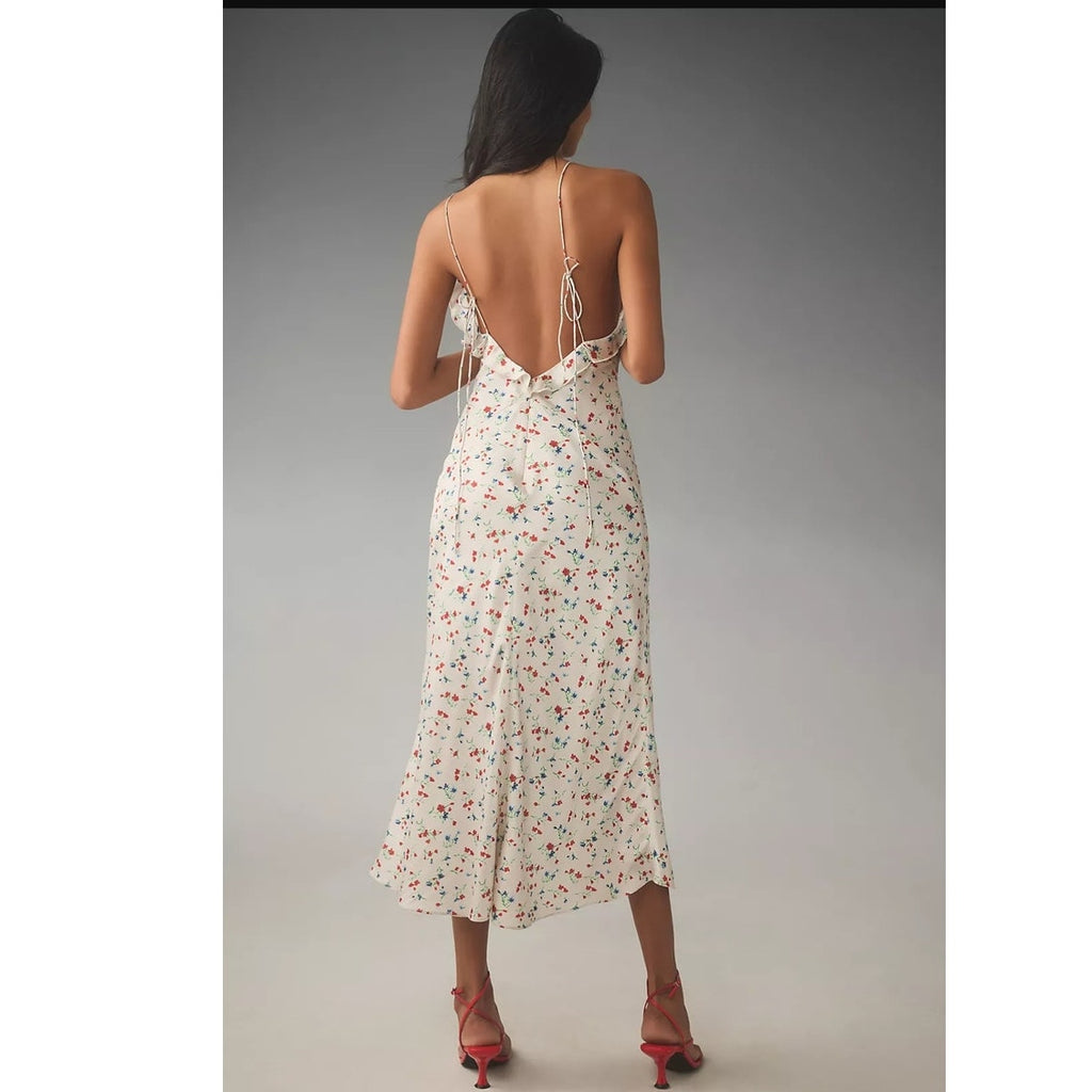 Anthropologie Bardot Olea Sleeveless Ruffle Midi Dress $148 SIZE 8