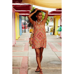 Free People Heart Eyes Mini Dress X-LARGE Fiesta Boho Floral Combo