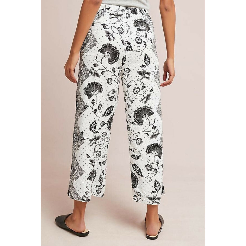 NEW Anthropologie Glencairn Cropped Wide-Leg Trousers by ett:twa $118 Sz S B&W