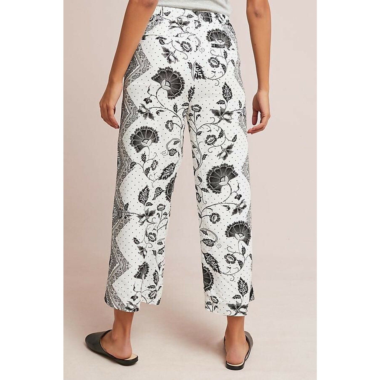 NEW Anthropologie Glencairn Cropped Wide-Leg Trousers by ett:twa $118 Sz S B&W