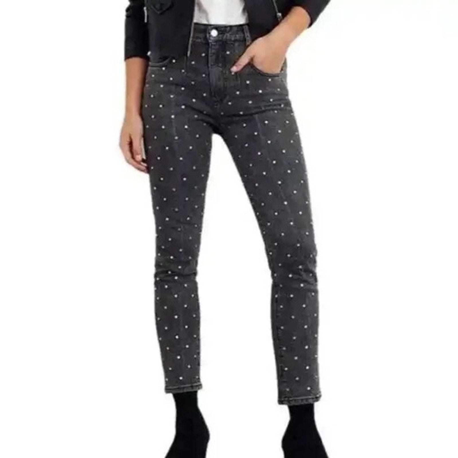 New Anthropologie Pilcro Studded Ultra High Rise Jeans Size 26