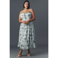 Anthropologie Sleeveless Drop-Waist Midi Dress PLUS 1X Green Floral Anthropologie