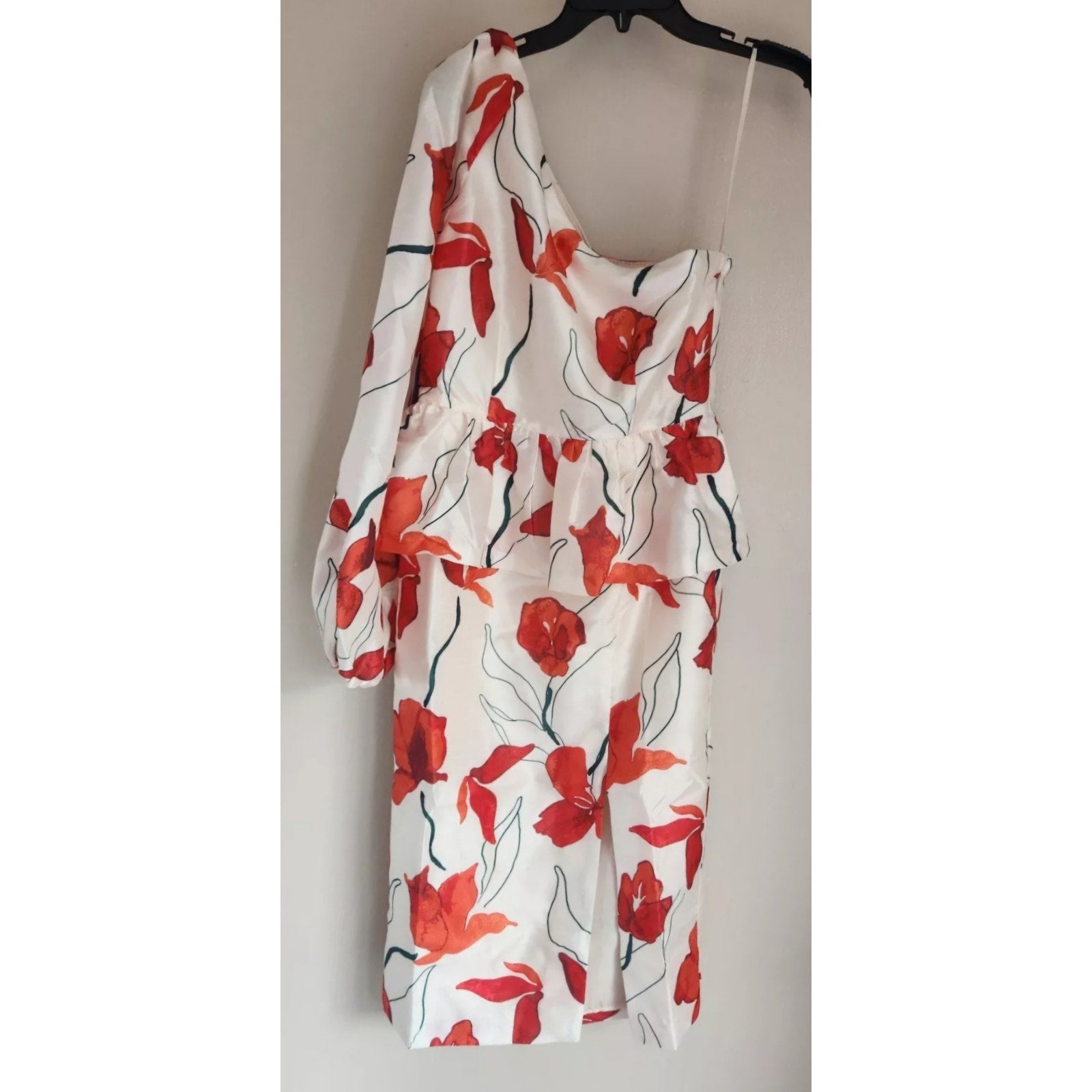 New ANTHROPOLOGIE Hutch One-Shoulder Peplum Dress $198 SIZE 6 Red Floral