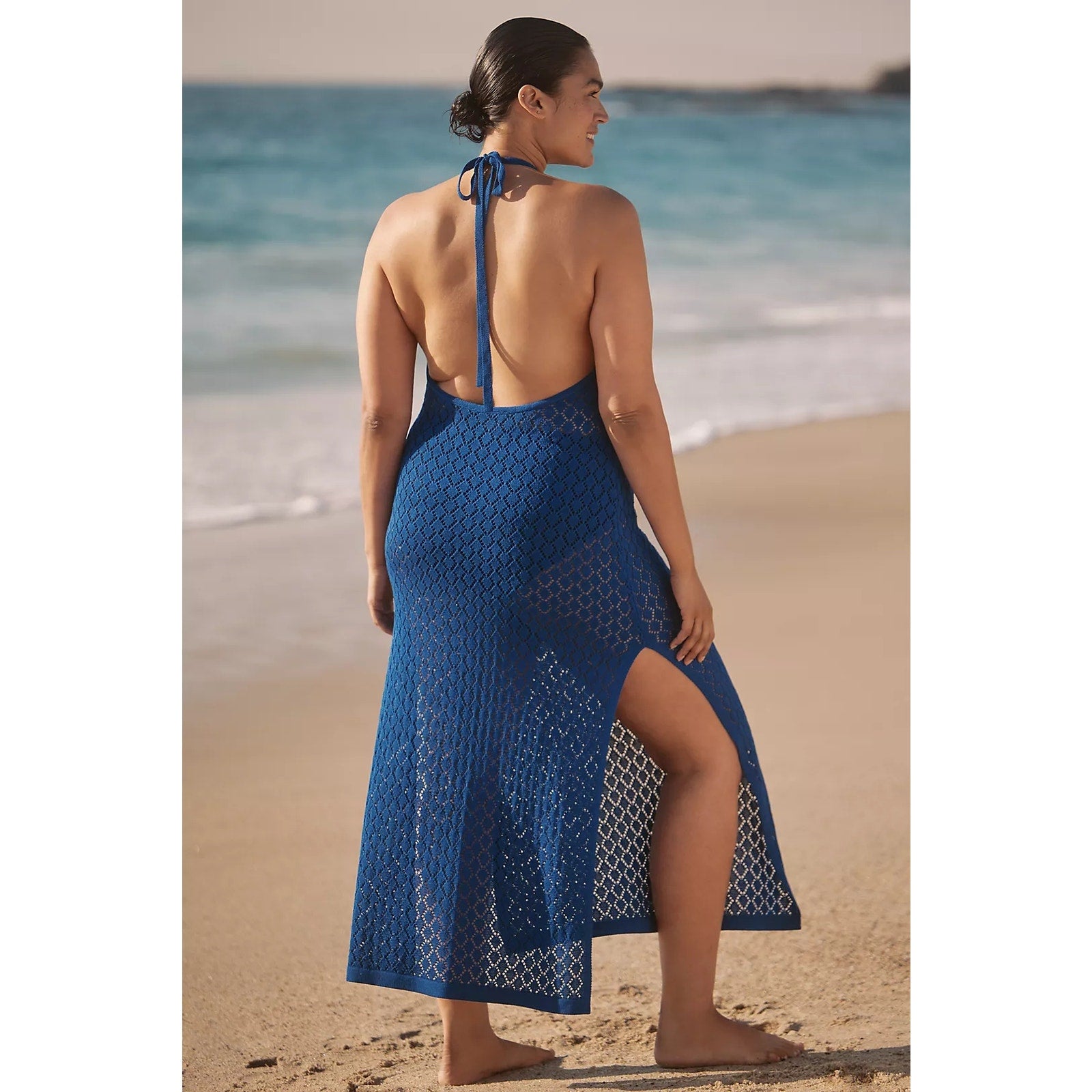 Anthropologie Sunday in Brooklyn Halter Crochet Cover-Up Midi Dress 2X Blue