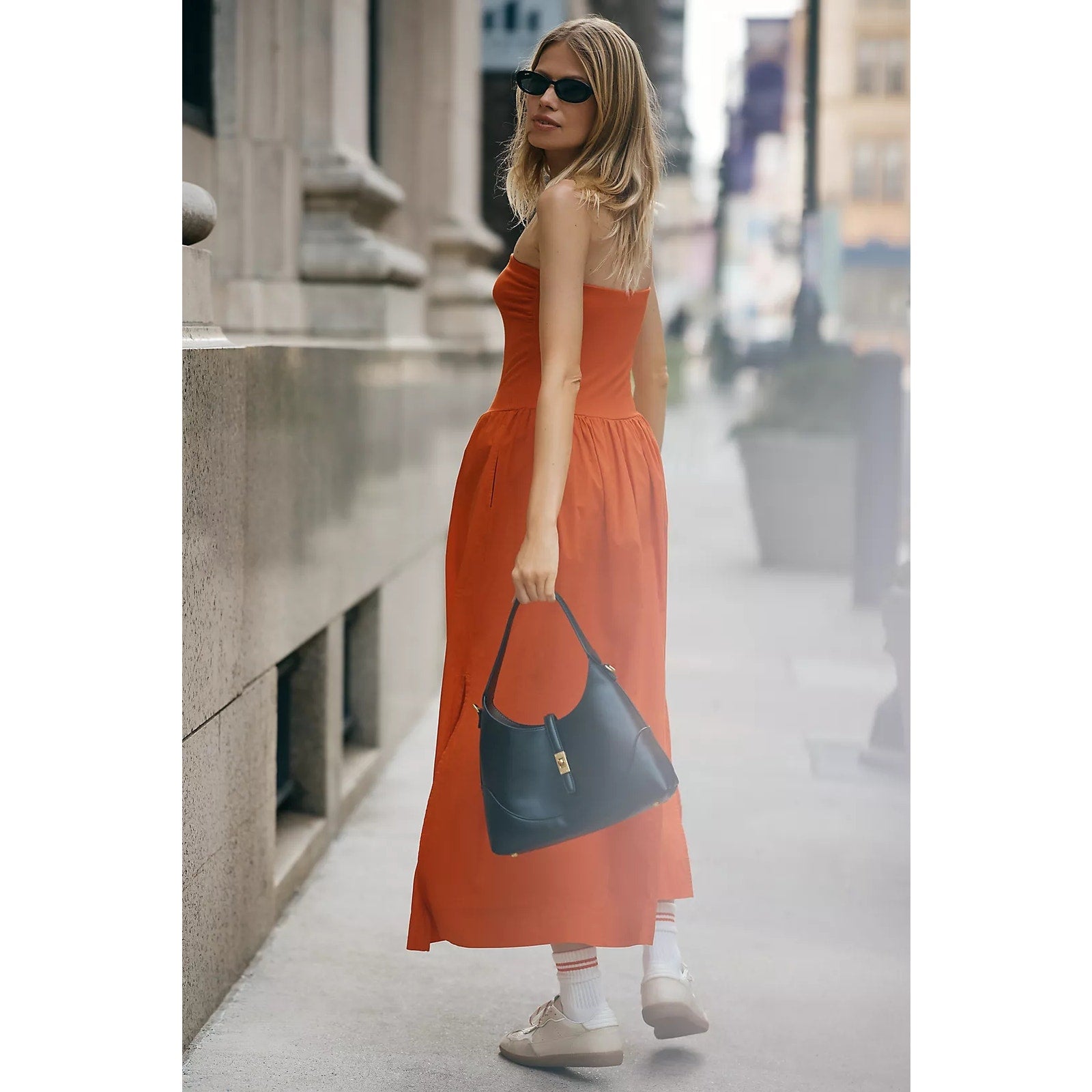 Anthropologie Stateside Strapless Twofer Midi Dress LARGE Fiesta Red Anthropologie