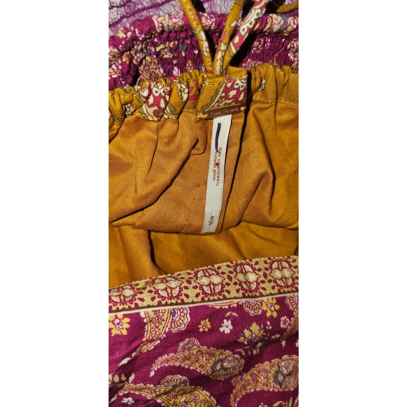 New FREE PEOPLE Bali Albright Jumpsuit $148 SMALL Gold Combo Paisley Boho