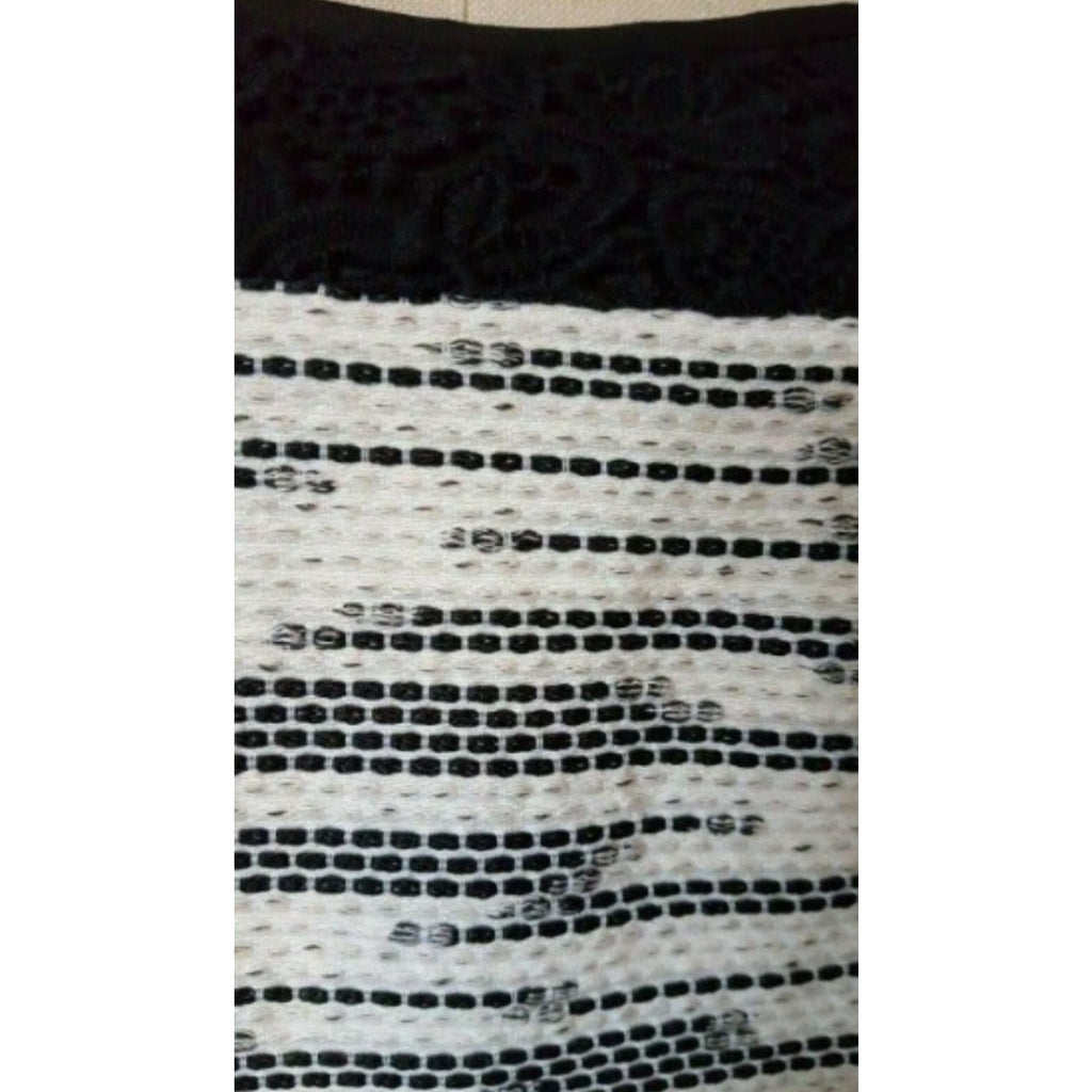 New W By Worth Optic White and Black Striated Jacquard & Lace Slip Dress Sz 8