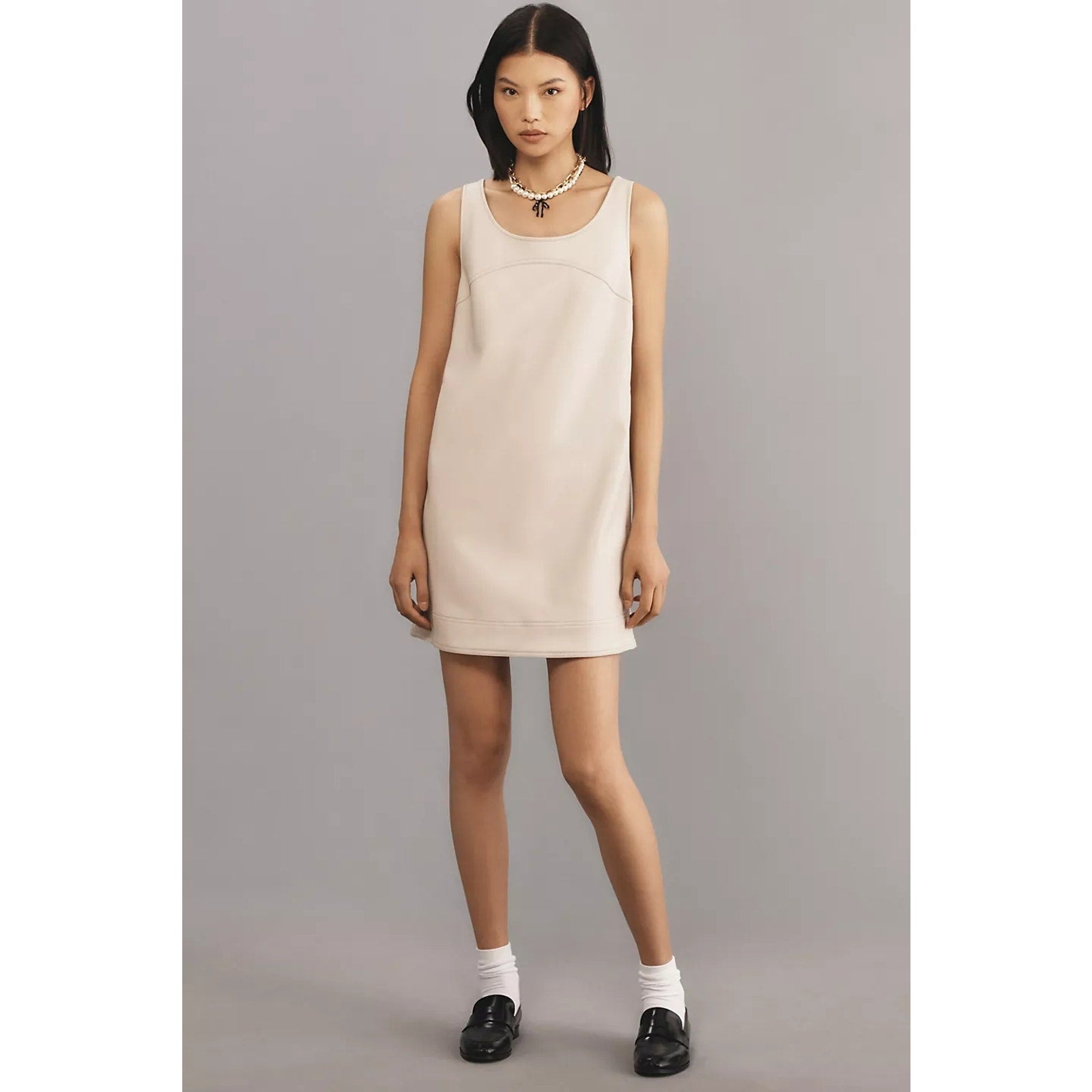 Anthropologie Pilcro Faux-Leather Scoop-Neck Shift Mini Dress $148 SIZE 6