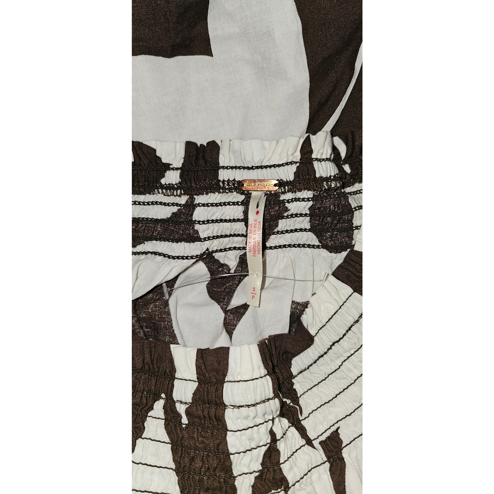 New FREE PEOPLE Mila Printed Mini Dress  $128 SMALL Brown White Floral POCKETS