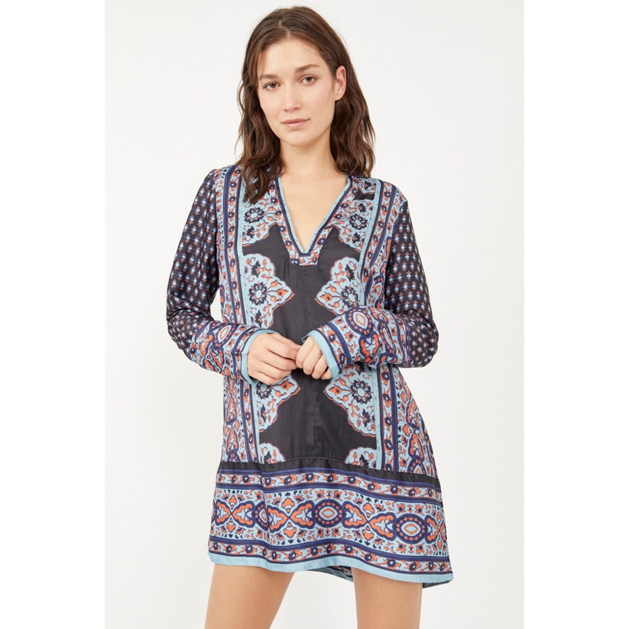 New Free People Meadow Mod Mini Shift Dress $148 MEDIUM Boho Blue