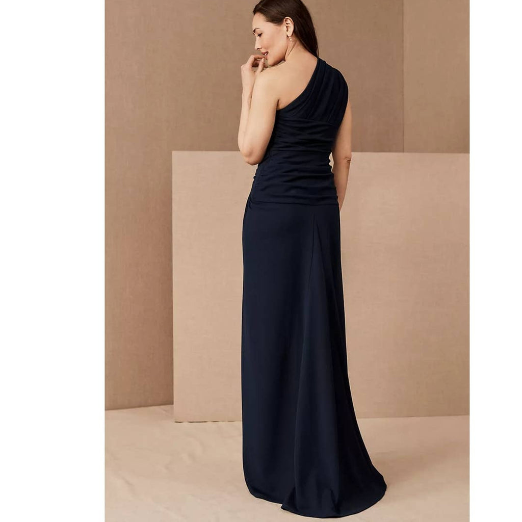 New Anthropologie BHLDN Tadashi Shoji Quinn Dress $408 LARGE Navy Crepe Formal
