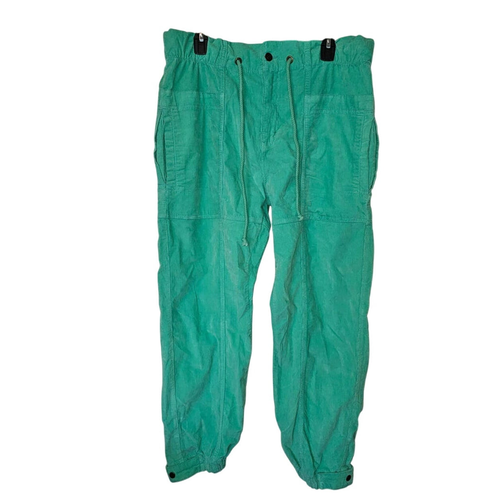 New Free People Angelo Pull-On Corduroy Tapered Jeans $148 MEDIUM Green Slouchy