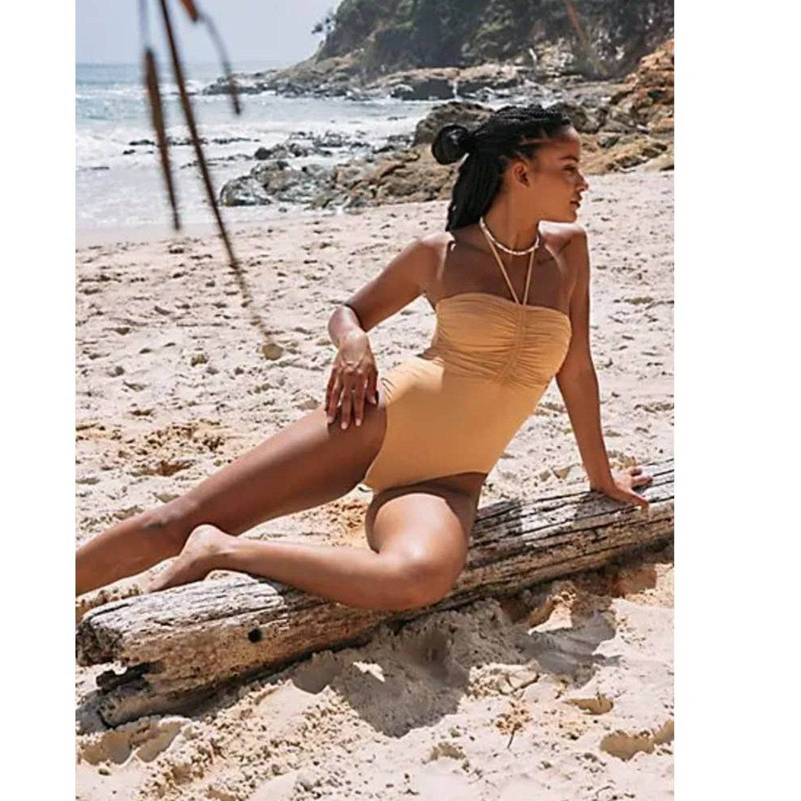 New Free People KYRA Reversible ONE PIECE Swimsuit by KYA Sand Peach $167 MED