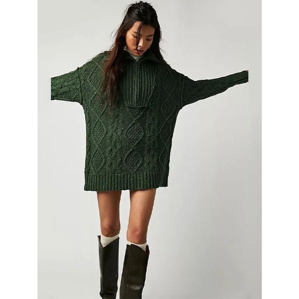 Free People Driftwood Cable Polo Sweater