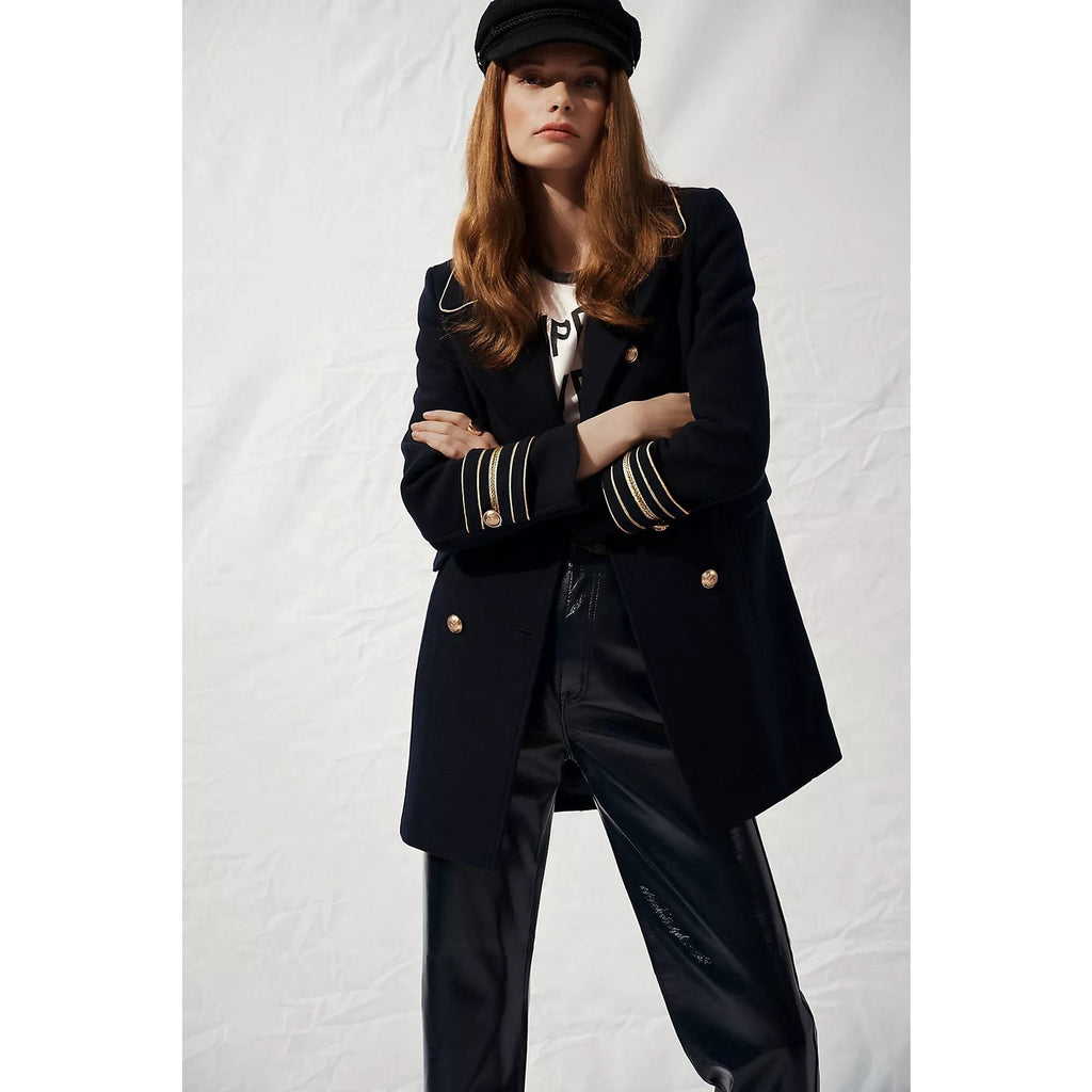 New Anthropologie Maeve Military Peacoat $198 X-SMALL Navy Double Breasted