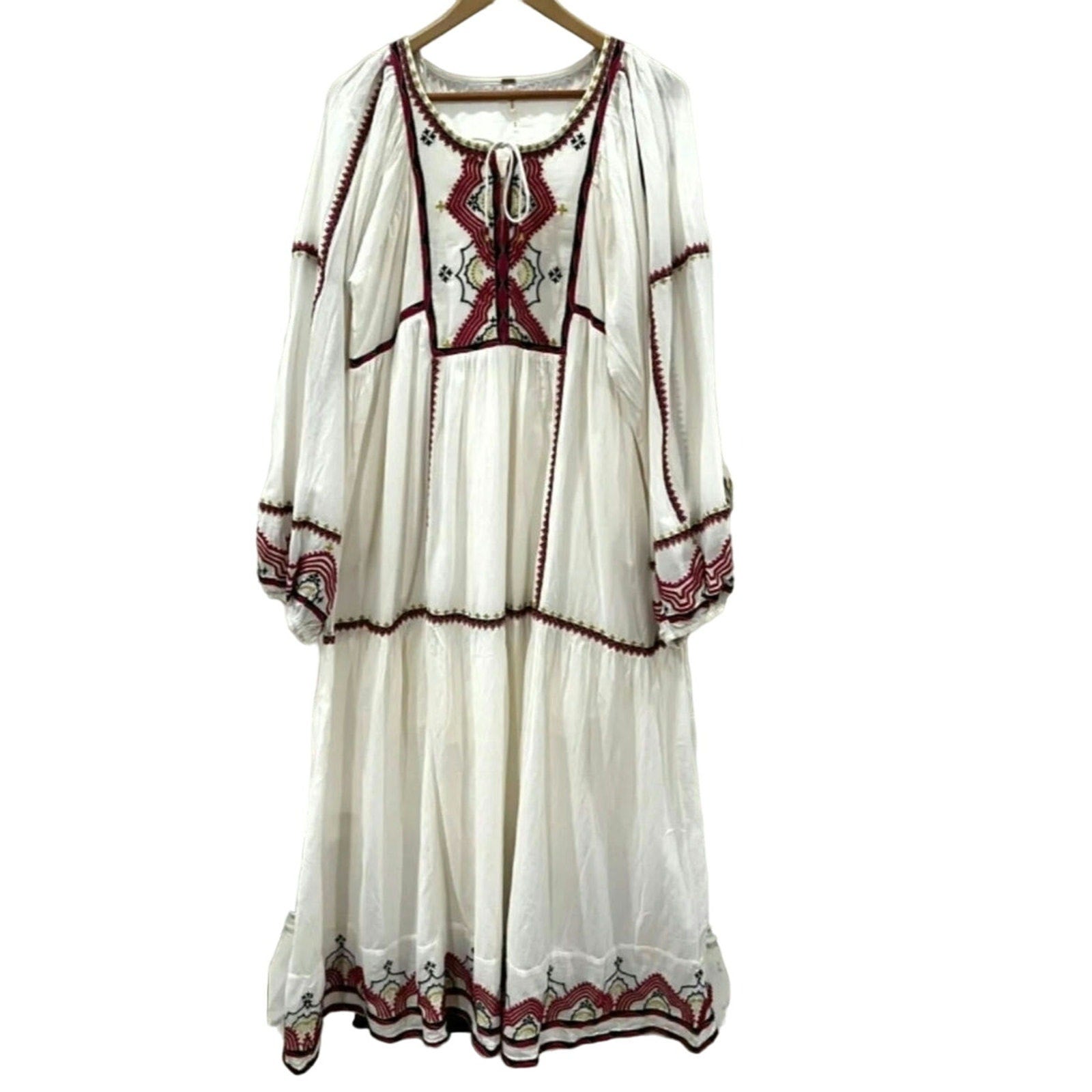 New FREE PEOPLE Sweet Escape Midi Dress $198 SMALL Ivory Boho Embroidered