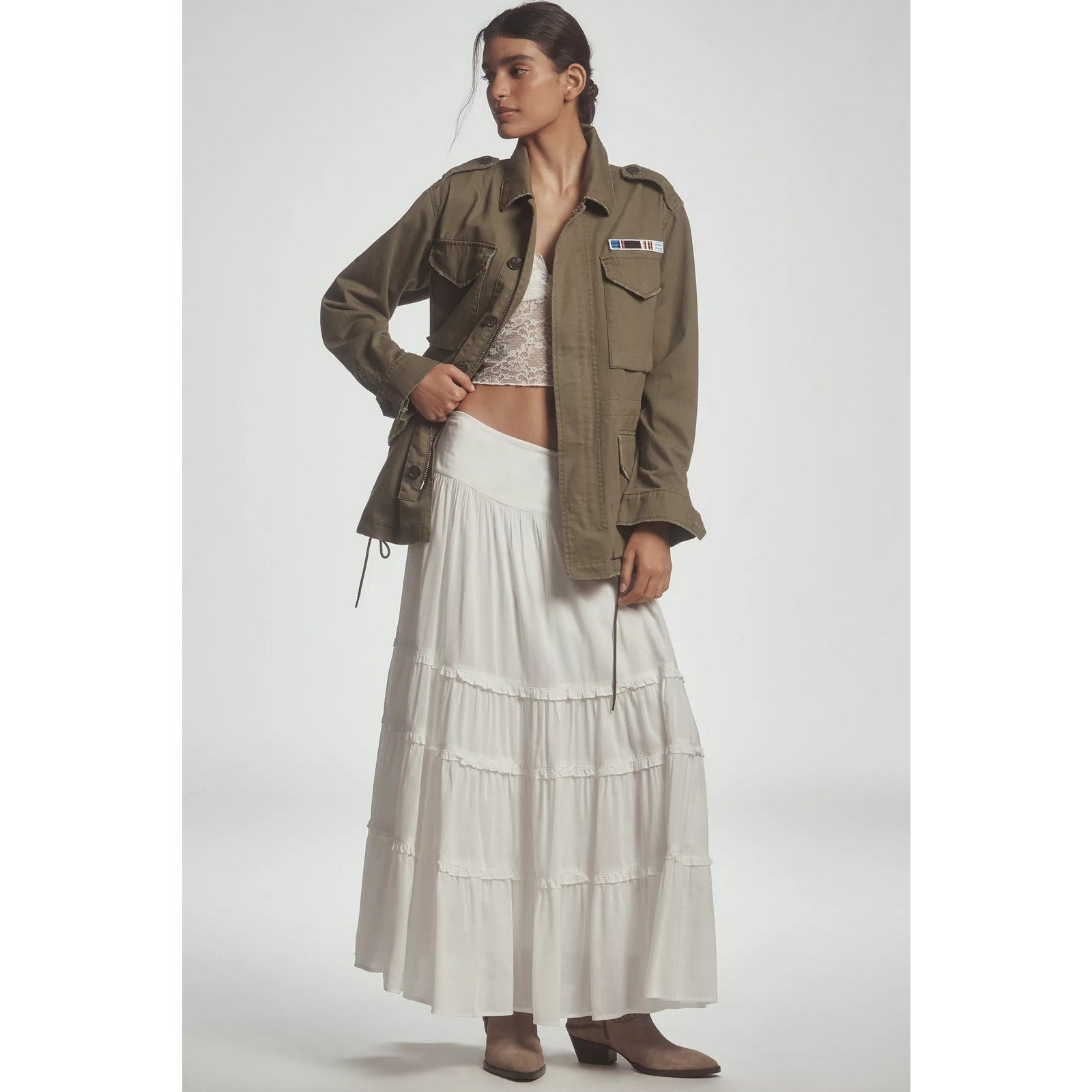 New Anthropologie by Pilcro Cotton Utility Jacket $178 X-Small (S) Olive Green