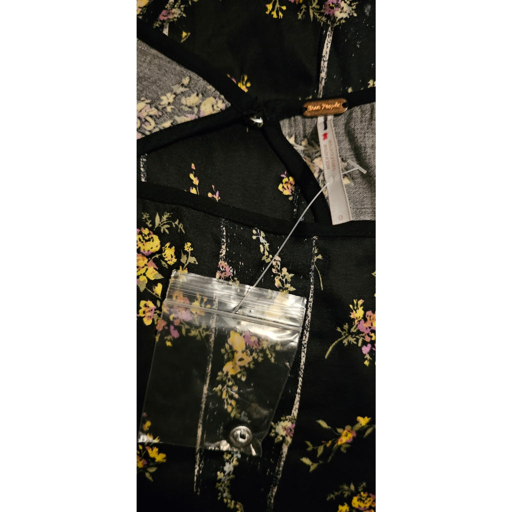New FREE PEOPLE Magdalena Floral Midi Dress $198 SIZE 0 Black Combo