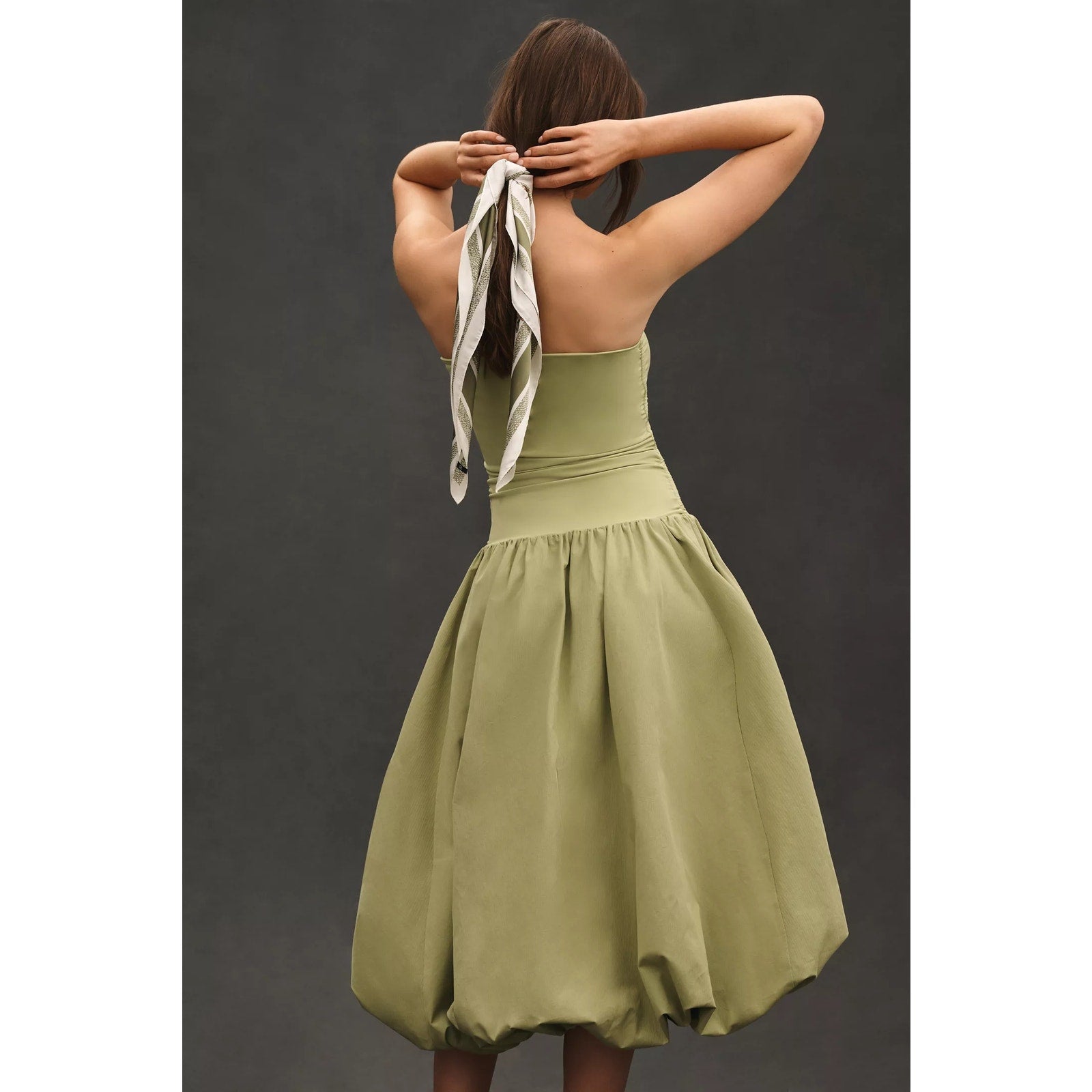 Anthropologie Mare Mare Strapless Drop-Waist Bubble Midi Dress XS Green Anthropologie