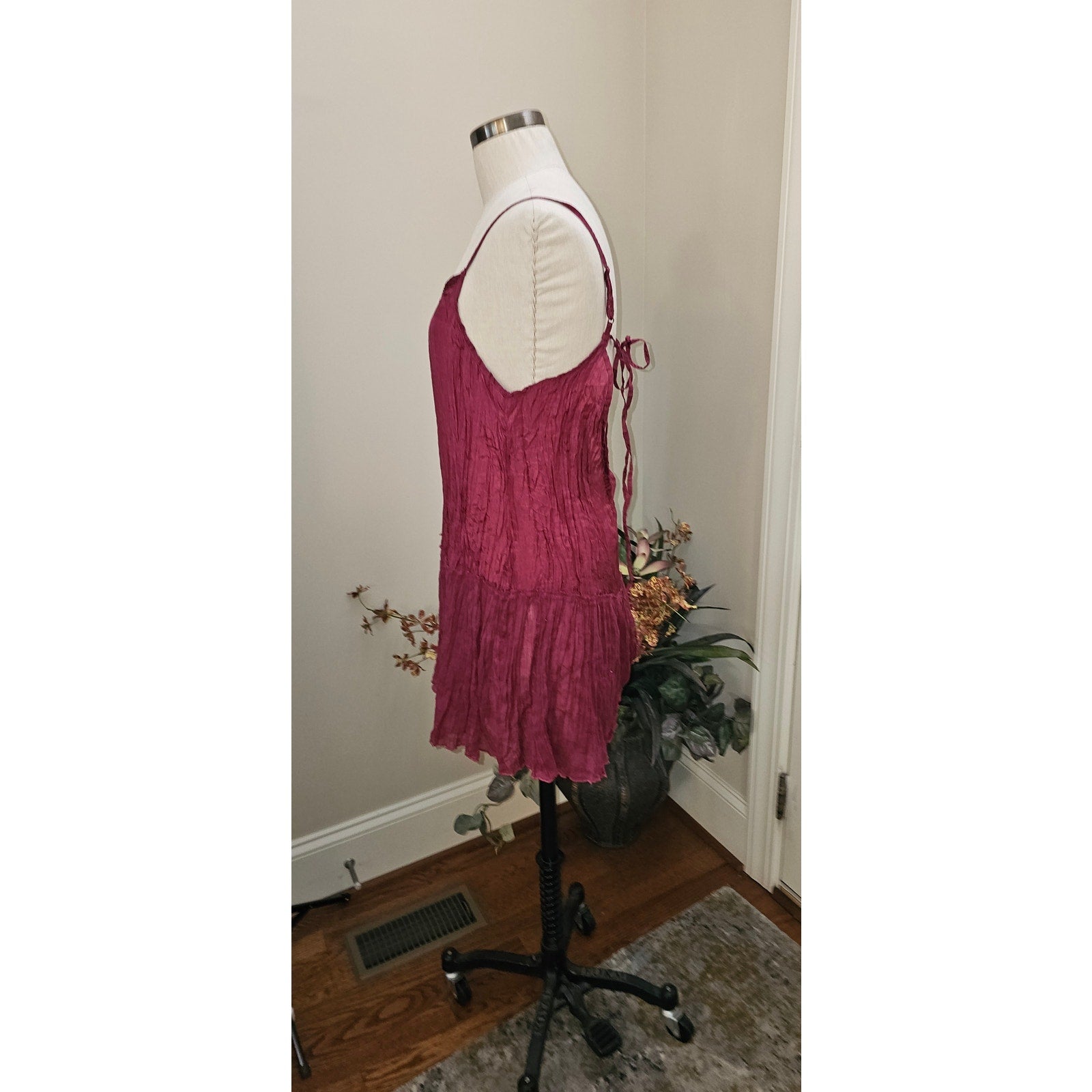 Free People FP ONE Drop-Waist Mini Slip Dress MEDIUM Wine Free People