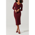 ASTR The Label Textured Knot-Front Off-The-Shoulder Long-Sleeve Midi Dress Anthropologie