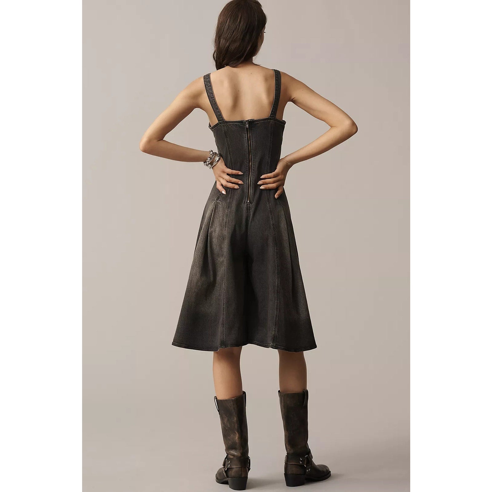 ANTHROPOLOGIE Pilcro Denim Midi Jumpsuit MEDIUM Dark Gray Anthropologie