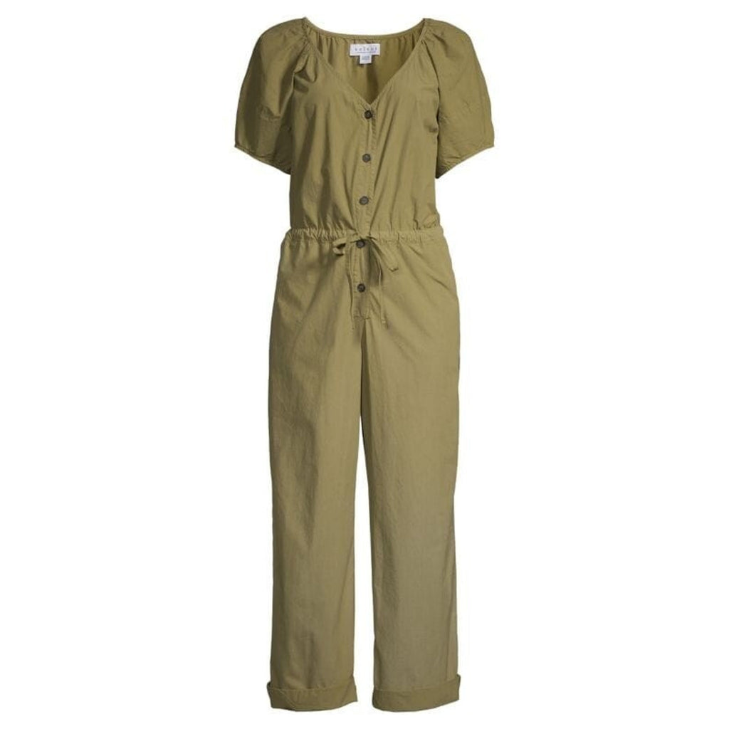 New Anthropologie by Velvet Drucie Belted Cargo Jumpsuit Green Size Small