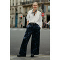 Anthropologie The Somerset Jacquard Full-Length Pull-On Pants XL Blue Anthropologie