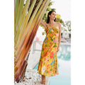 By Anthropologie Halter Slip Midi Dress SMALL Yellow Floral Motif Anthropologie