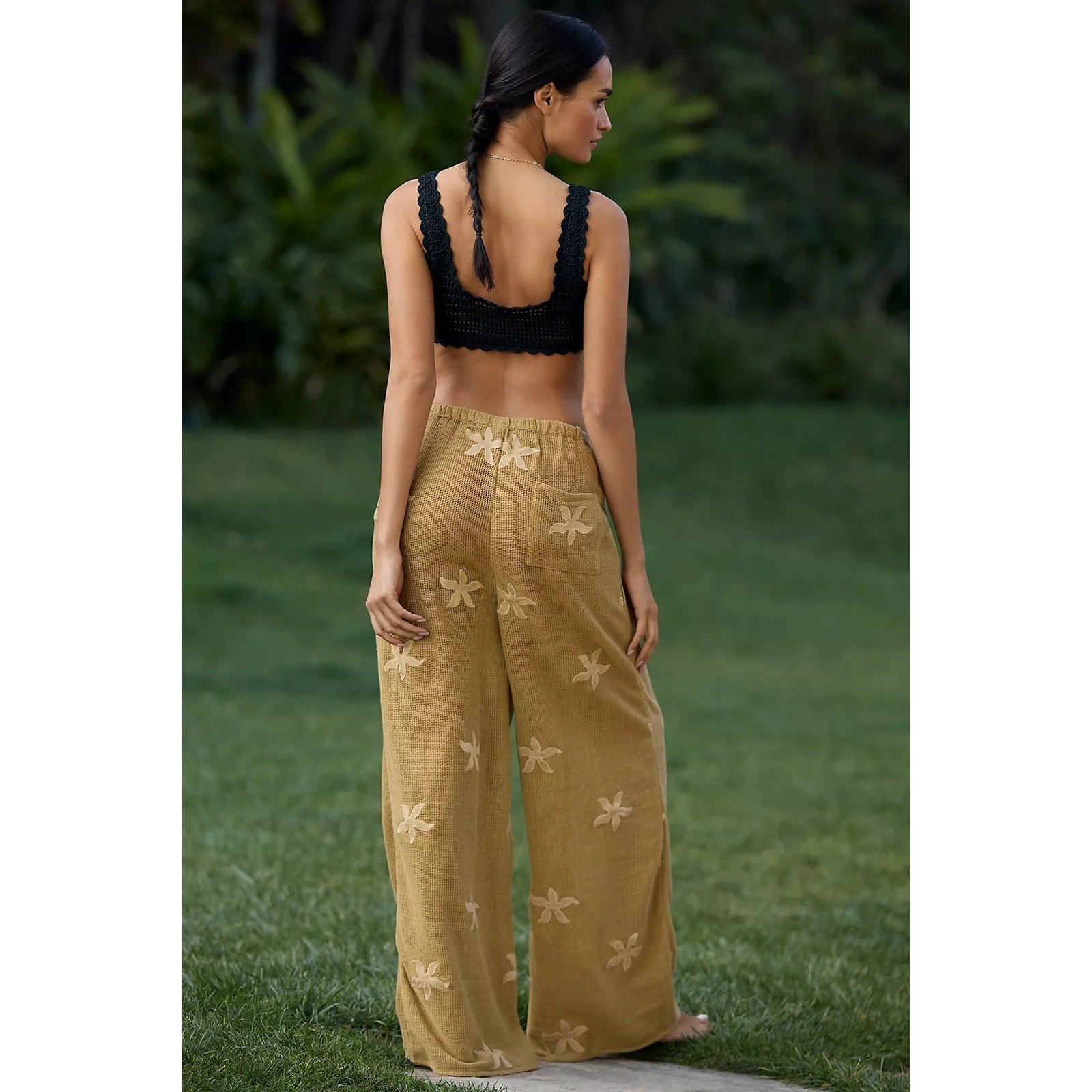 Anthropologie Celandine Embroidered Mesh Pants