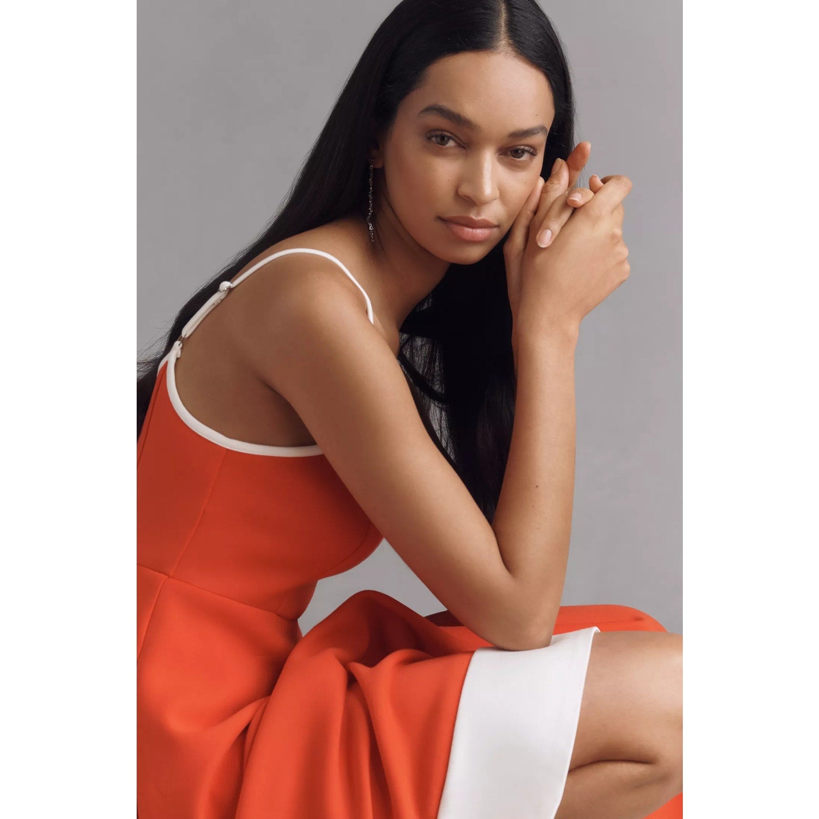 Anthropologie Maeve Colorblock A-Line Midi Dress Small Petite Red Anthropologie