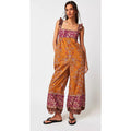 New FREE PEOPLE Bali Albright Jumpsuit $148 SMALL Gold Combo Paisley Boho