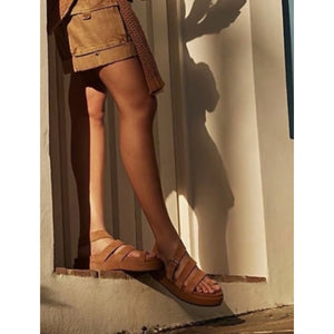 Free People JEFFREY CAMPBELL Getaway Footbed Sandals SIZE 9 Tan