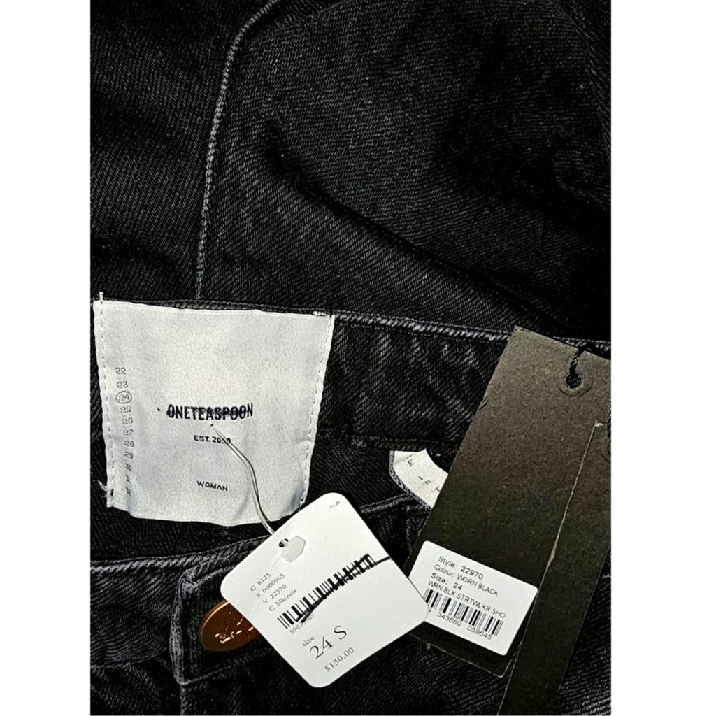 New FREE PEOPLE One Teaspoon Streetwalkers High-Waist Shorts $130 SIZE 24 Black