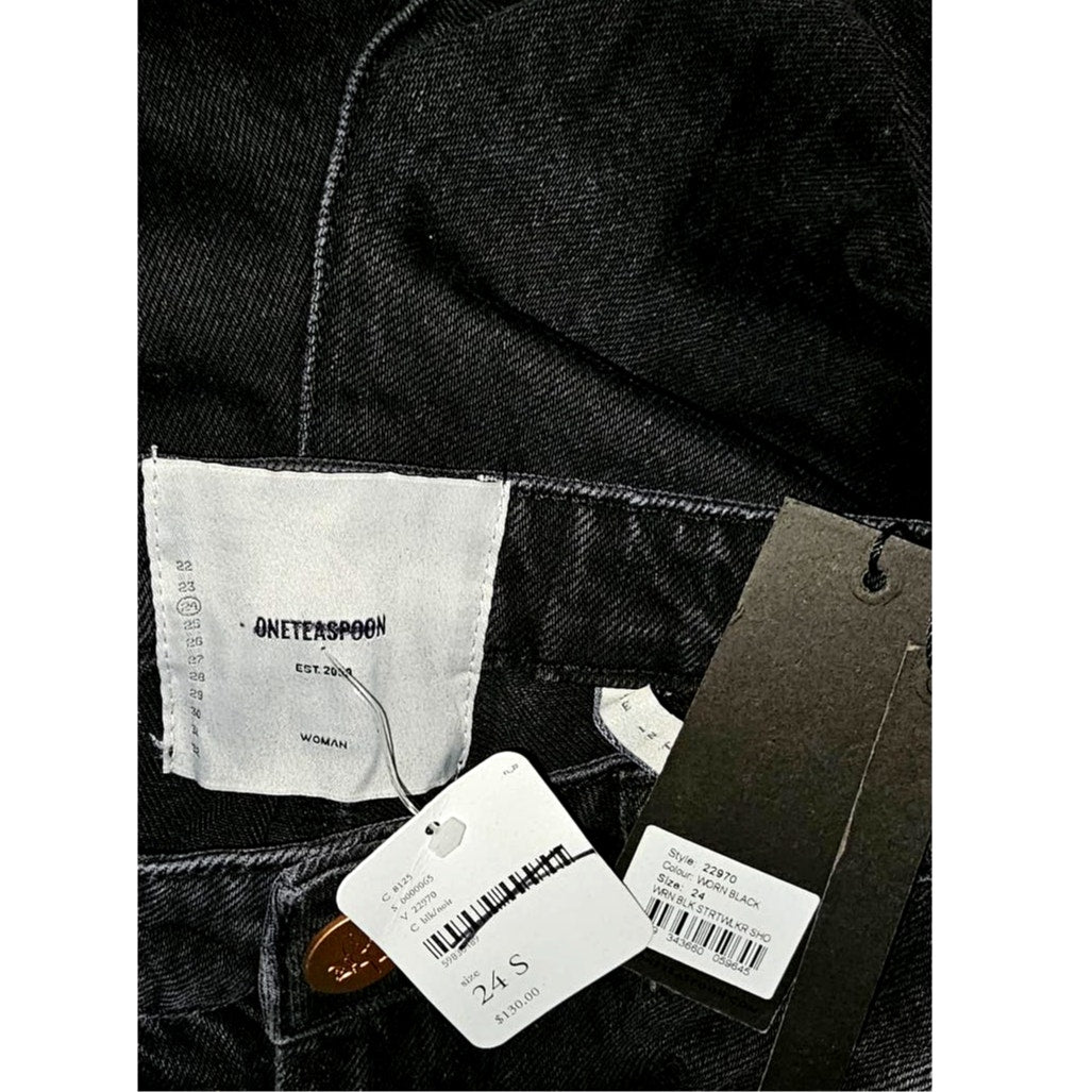 New FREE PEOPLE One Teaspoon Streetwalkers High-Waist Shorts $130 SIZE 24 Black