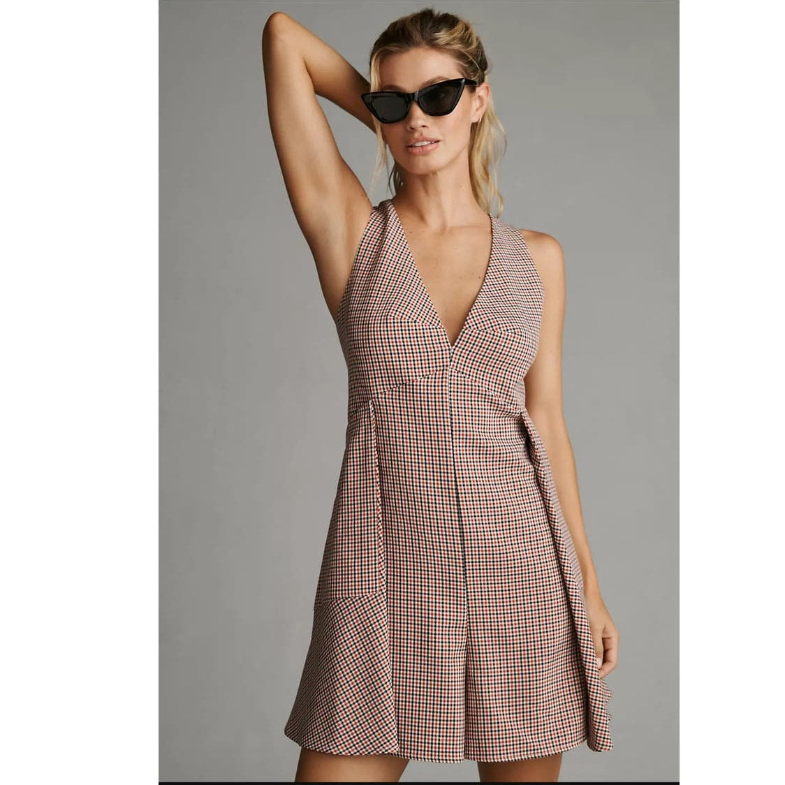 Anthropologie Mare V-Neck Mini-Check Romper