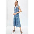 New Anthropologie by Kopal Geo Striped Wide-Leg Jumpsuit $198 Size XS Blue